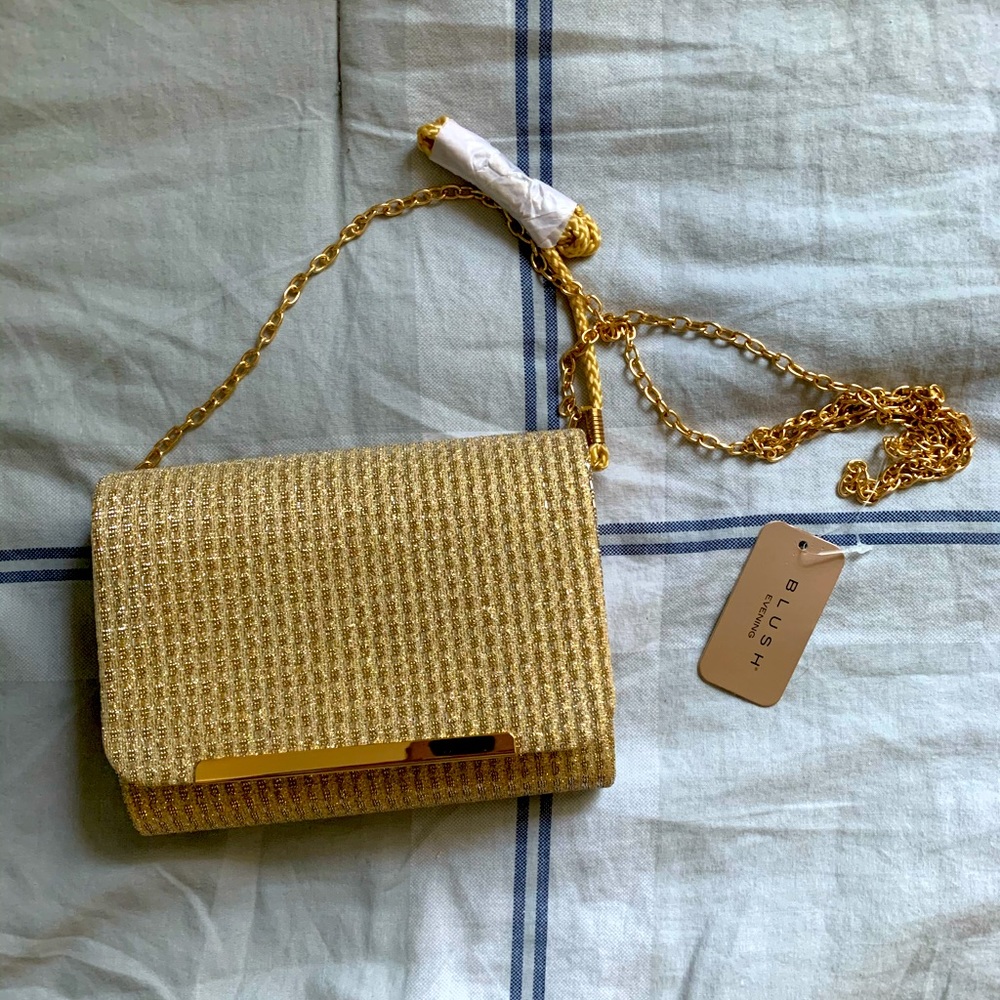 Gold Clutch, Blush brand, new with all tags